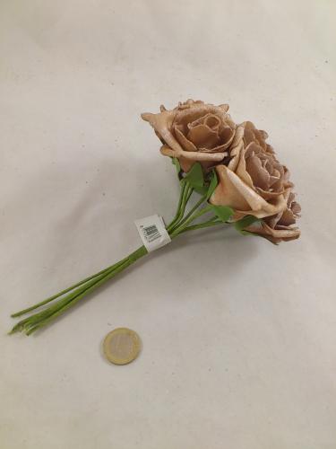 Rose en mousse 6 cm perle café (7 p.)
